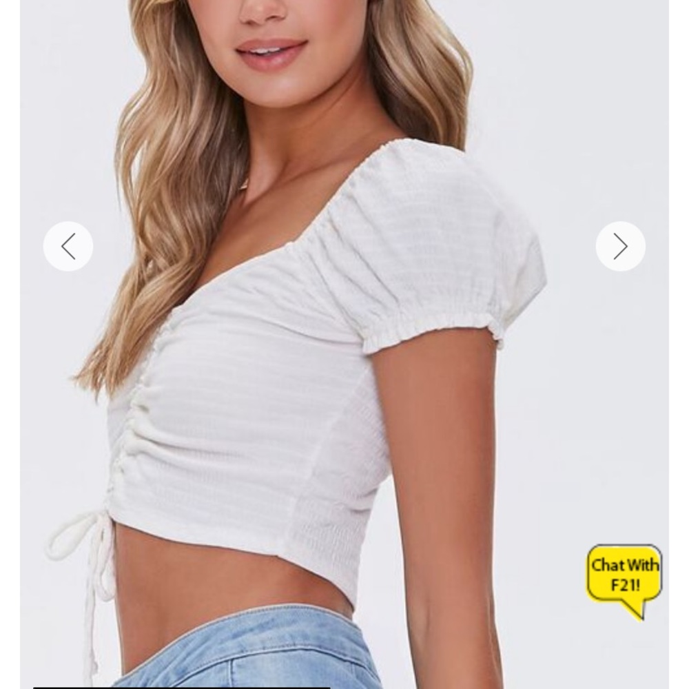 Brand New Forever 21 Drawstring Crop Top White